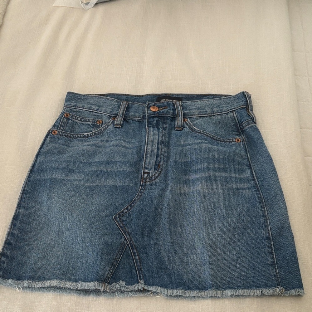J. Crew Blue Denim A-Line Mini Skirt